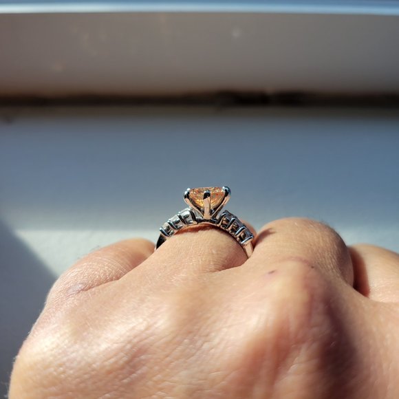 Citrine and White Topaz Ring in Silver, Size 6.5 - Picture 3 of 4